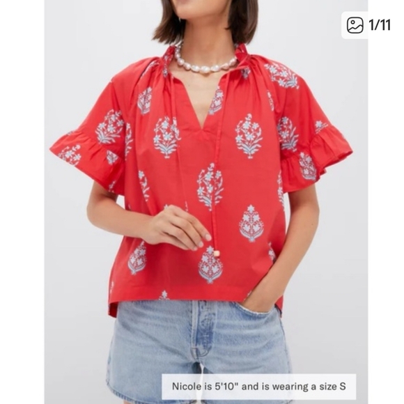Tuckernuck Tops - TNUCK BEACH Scarlet Bouquet Blockprint Cassis Top